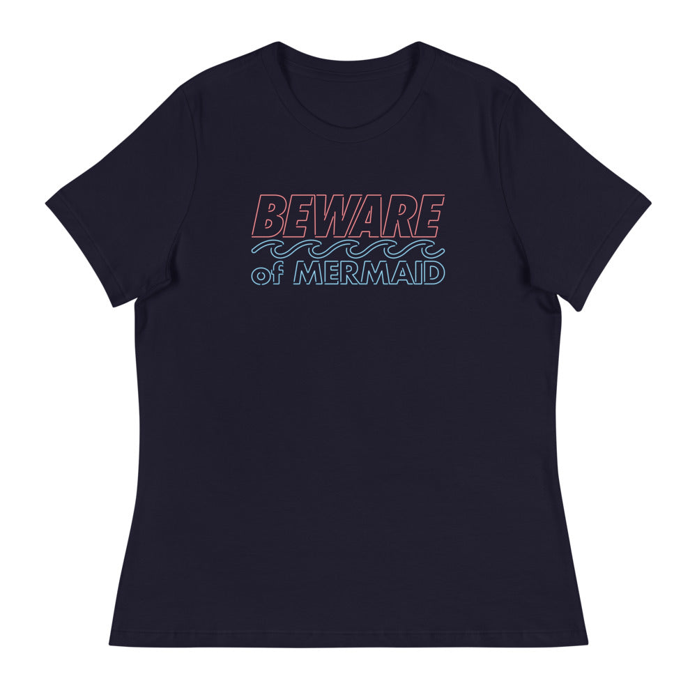 Beware of Mermaid Neon Women&#39;s T-Shirt