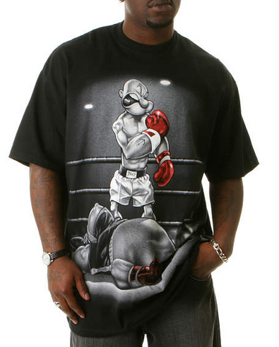 CHANGES — Popeye boxing illustration on a black T-shirt, developed collaboratively from Ade Deen's illustrations or sketches